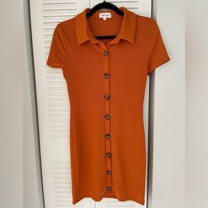 Privacy please orange button down dress